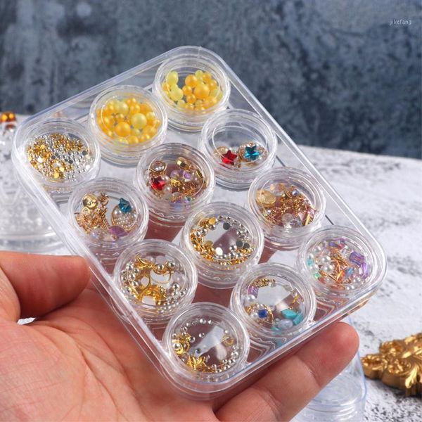 

storage bottles & jars 12 grids empty nail art decoration case box glitter rhinestone crystal beads container tool