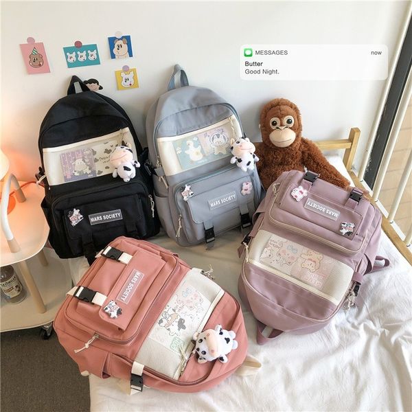 

backpack summer school bag solid color women's harajuku fashionable nylon student d6x4