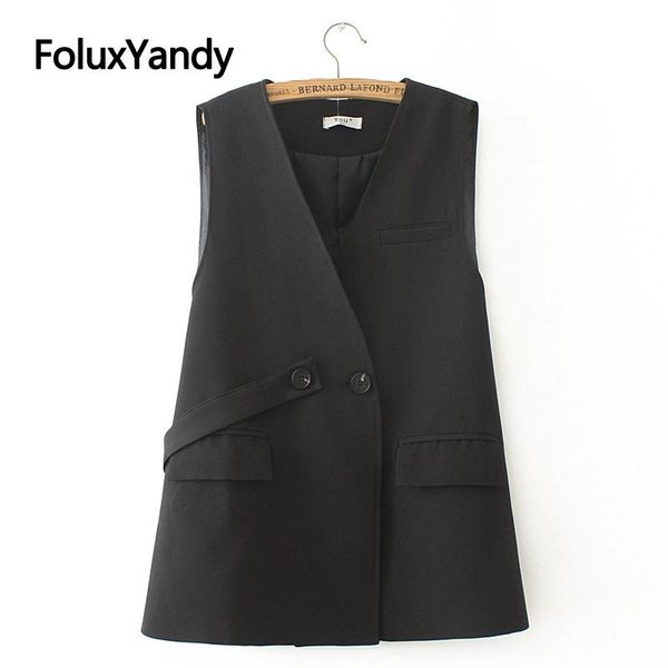 

women's vests office lady v-neck sleeveless coats plus size outerwear loose elegant black blue kkfy4783, Black;white