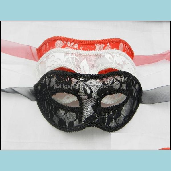 Forniture festive Giardino domestico Donne di alta qualità Maschere per travestimento veneziano piumate Maschera di pizzo sexy per la festa notturna Tre colori opzionali