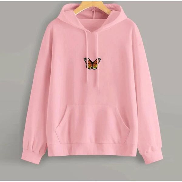 

women autumn hoodies sweatshirts butterfly embroidery long sleeve hoodie female fashion casual pullover ladies oversized, Black