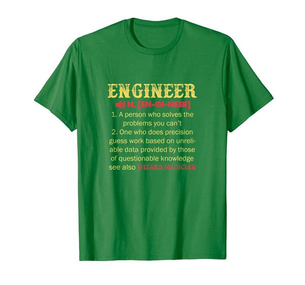 

engineer solves problem and doee magician things t-shirt, White;black