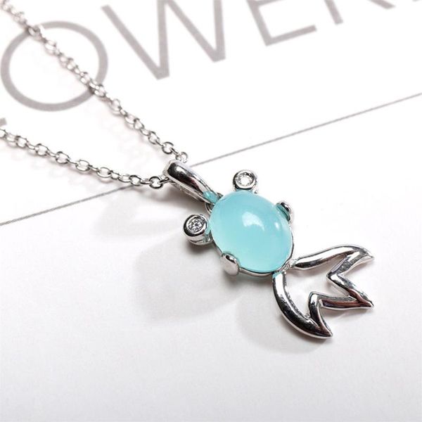 

simple necklace original small cute goldfish shaped crystal pendant accessories jewelry, Silver