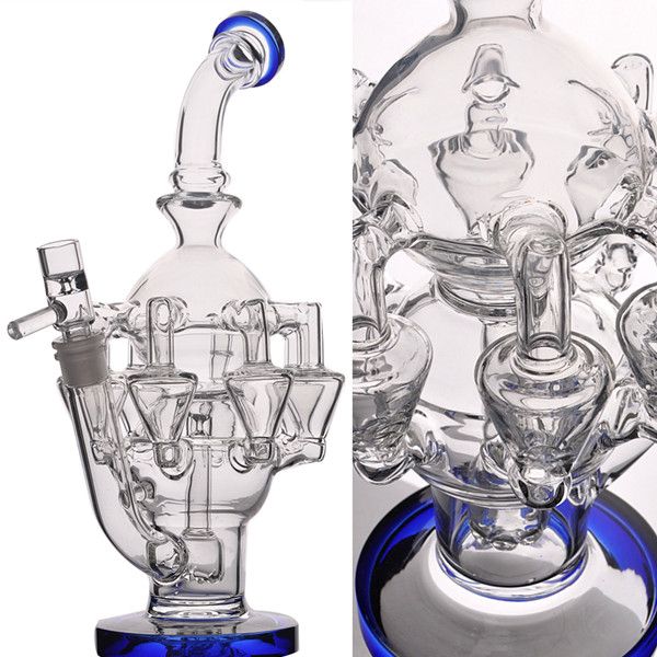 Narguilé de vidro de 12 polegadas de altura com matriz Perc 8 braços de reciclagem de foguetes Bongs de água para fumar tabaco Dab Oil Rig Smooth Bubbler