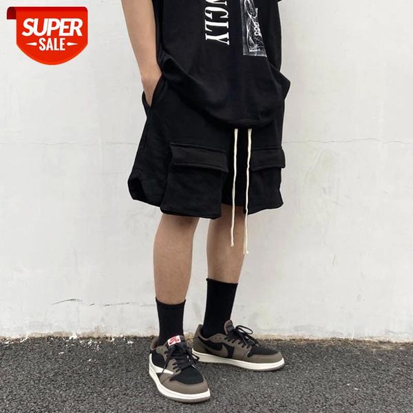 

arnodefrance pockets retro track shorts for men harajuku elastic waist black oversize summer short loose casual five point pants #nd9d