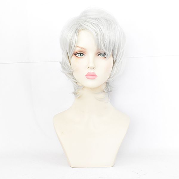 

anime costumes ghost killing blade tired cos wig spider mountain down chord ghost silver white short hair animation hair cosplay, Black