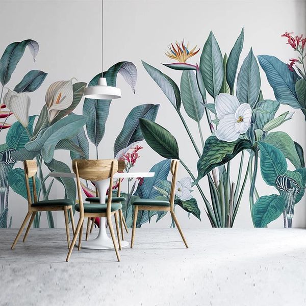 

wallpapers custom 3d wallpaper nordic green leaf tropical plant flowers and birds po wall mural living room tv bedroom home decor fresco