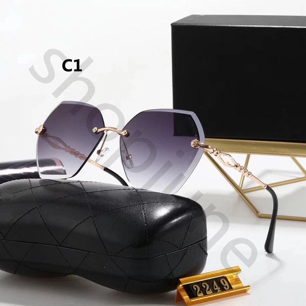 

luxury brand design metal frame 2249 fashion trendy women's sunglasses with cut edges, no border, gradient color, transparent glasses,, White;black