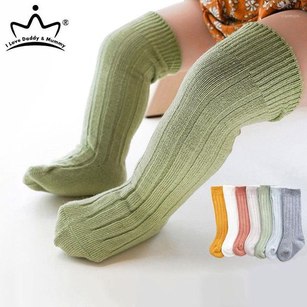 

solid color baby boy socks spring soft cotton elastic boys knee high autumn kids long leg warmer 1-3y, Pink;yellow