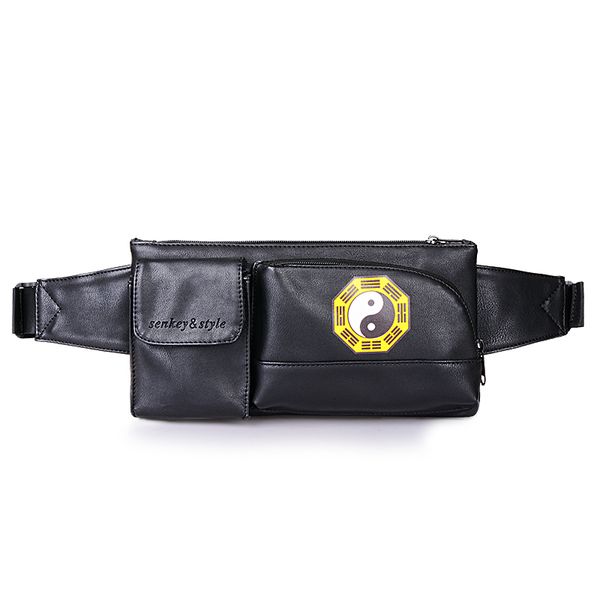 

men's leather waist packs fashion pu belt bags multi-pockets crossbody chest bag hip