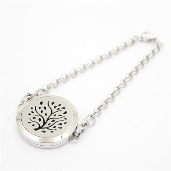 

charm bracelets screw tree of life essential oils stainless steel perfume diffuser locket bracelet adjustable size, Golden;silver