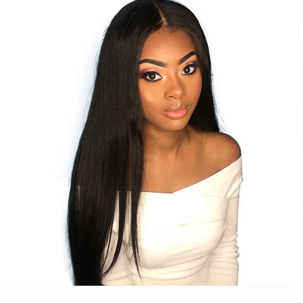 

peruvian 360 lace frontal wig silky straight glueless full lace human hair wigs natural hairline 13x6 lace front wigs for women, Black