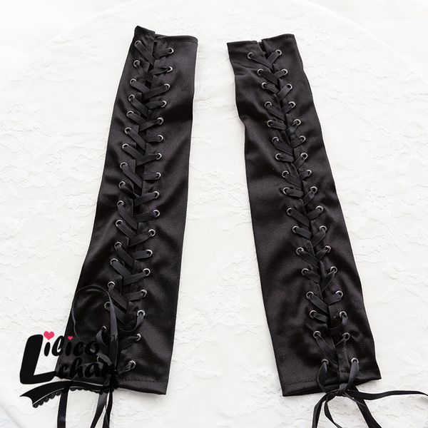 

womens lace up fingerless gloves elbow steampunk for costume party arm warmer sexyy mittens clubwear cosplay costumes accessories, Red;black