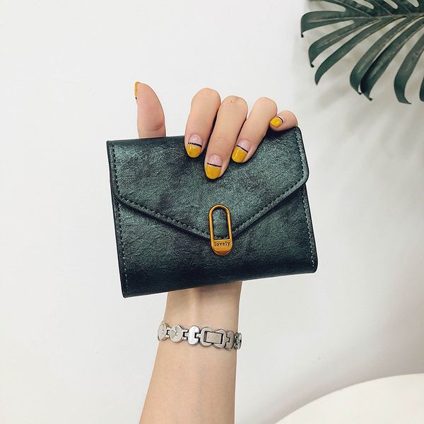 

2021 korean wallet female short versatile student sen department small zero card bag, Red;black