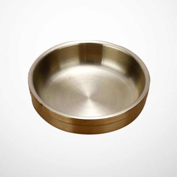

dishes & plates 304 stainless steel sauce dipping bowls round seasoning dish saucer appetizer plates(golden, 9cm)