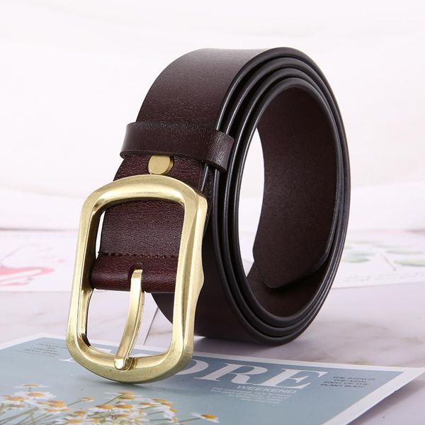 

belts cowskin genuine leather belt for women men trend simple student trouser men's business with jeans wide waist fashion, Black;brown
