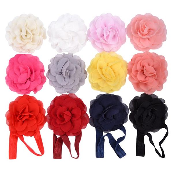 

hair accessories chiffon handmade children's hairbands headband with hairpins soft girl seamless baby headbands flowers nylon, Slivery;white