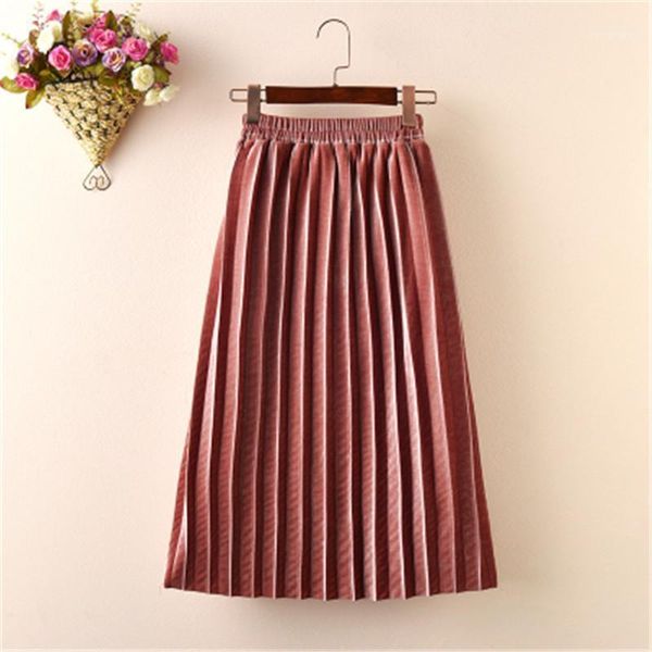 

skirts fashion 2021 cute velvet child skirt kids pleated smooth toddlers children baby girls long 12011, Blue