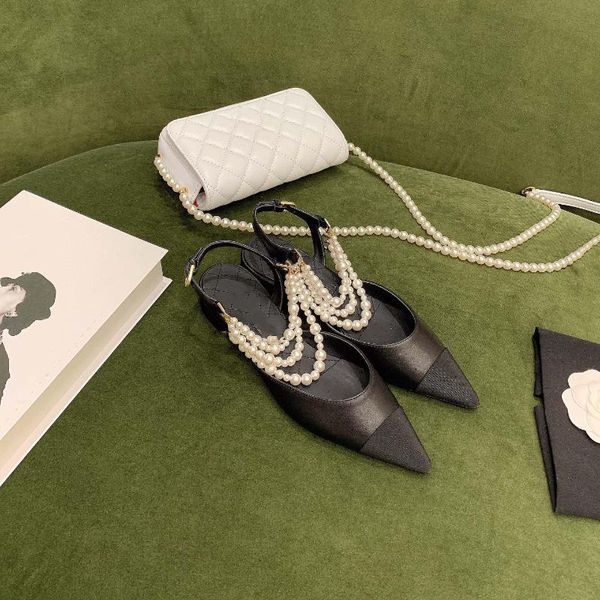 

dress shoes single shoe women's summer 2021 low-heeled chunky heels shallow pointed toes leather with soft soles stylish, Black