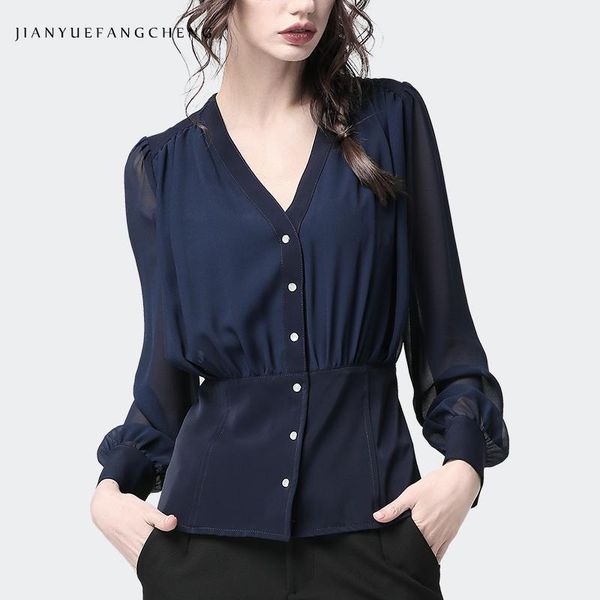 

summer women' shirt solid color casual long sleeve cardigan blouse womens and blouses chiffon plus size blouse femme, White