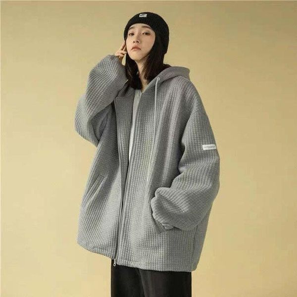 

women's jackets baseball uniform women men oversized zipper hooded jacket cute age reduction plus velvet cardigan female korean version, Black;brown