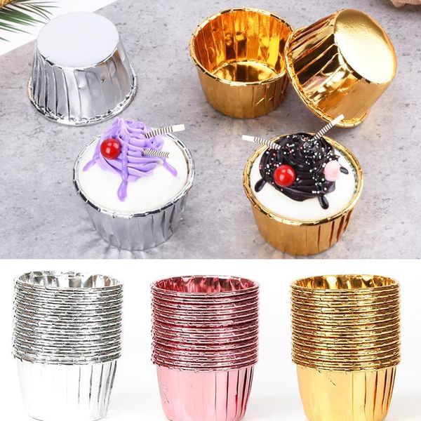 

50pcs muffin cupcake paper cup cake mold wedding party caissettes golden muffin wrapper baking molds diy cake decorati qyluip