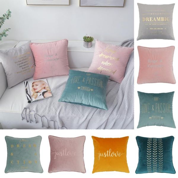

velvet bronzing embroidery pillow sofa cushion chair bedside nordic hug pillowcase