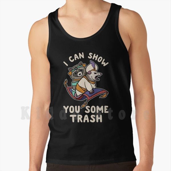 

i can show you some trash funny raccoon and possum aladdin the magic lamp tank vest, White;black