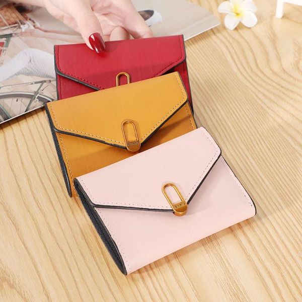 

wallets fashion women's short small clutch coin purse wallet ladies folding pu leather mini card holder bag, Red;black