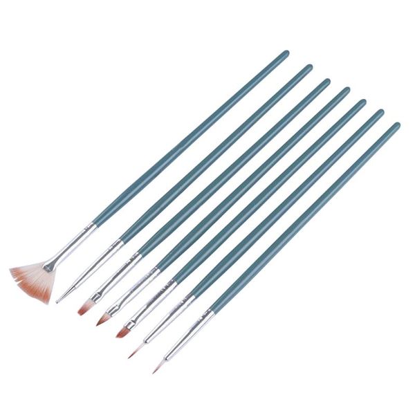 

nail art kits 7pcs easy clean uv gel painting pen macinure tool dotting liner wooden handle professional fan shaped ergonomic brush