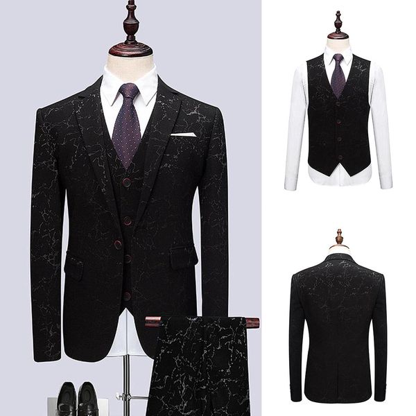 

three-pieces men suits business casual tuxedos slim fit fashion embroidery groom party coat tailored work wear wedding suit, Black;gray