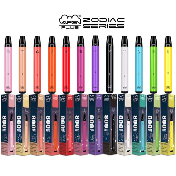 Original Vapen Plus 800puffs Einweg-Vape-Stift-E-Zigaretten-Kits 550-mAh-Akku 3,5 ml Kapazität Zodiac Series Ecigs Tragbare Pods Vaporizer Vorgefüllter Stabdampf