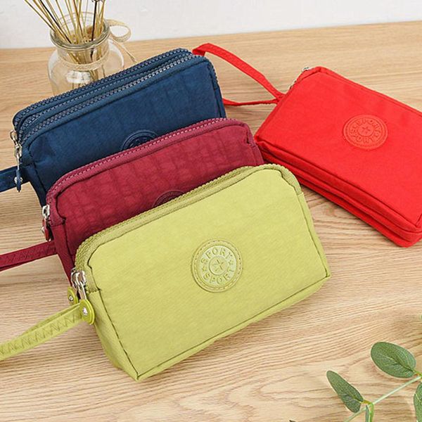 

wallets women wallet lady canvas clutch coin phone card holder bag long purse evening handbag makeup, Red;black