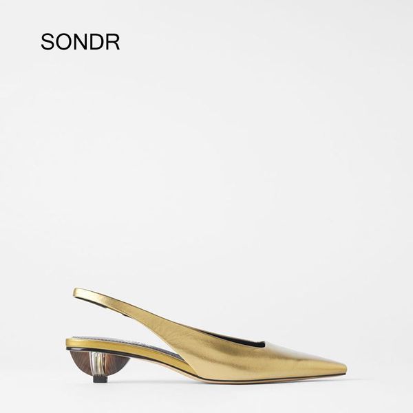 

dress shoes 2021 spring med heels women fashion brand ladies real leather footware pu female pumps pointed-toe golden shoe, Black
