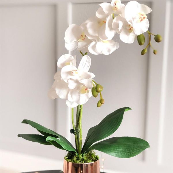

decorative flowers & wreaths 3 heads white butterfly orchid artificial phalaenopsis silk fake flower plants diy home decoration