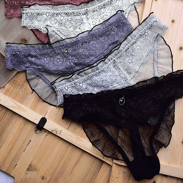 

women's panties underwear thong lace traceless low waist mesh transparent cotton crotch girls first choice, Black;pink
