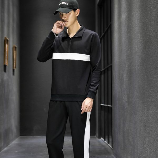 

2021 new casual tracksuit spring autumn korean fashion sportswear cotton patchwork sport wear clothes men outfit 0r66, Gray