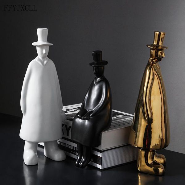 

european ceramic doll home decoration office worker mr. hat