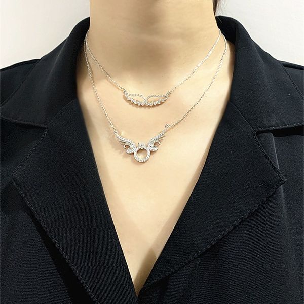 

designs sweet crystal silver color angle wings necklaces jewellery for women collar statement jewelry collier femme zk40