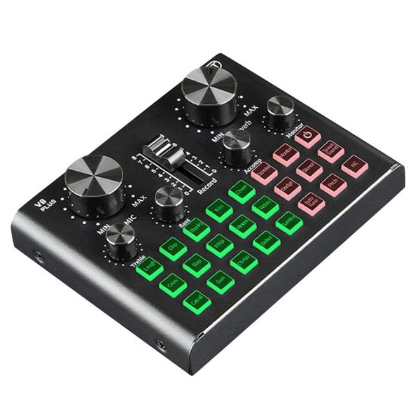 

sound cards v8 plug card for live streaming voice changer with multiple effects, audio mixer recording