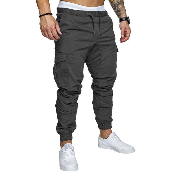 

2021 tactic cargo of men casual runners cotton pencils multi-pocket military sweatpants and harem streetwear army pants i6m3, Black