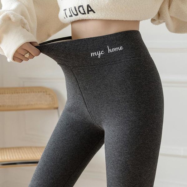 

women's pants & capris winter women print leggins warm velvet wool cashmere ladies trousers plus size seamlessly high waist c1, Black;white