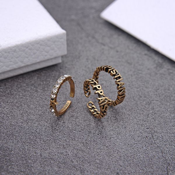 

70% off family 2021 new brass ring chain small fashion three in one open female, Golden;silver