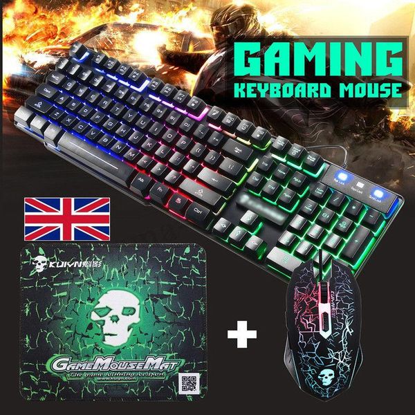 

t6 luminous keyboard and mouse set deskcomputer game manipulator feel