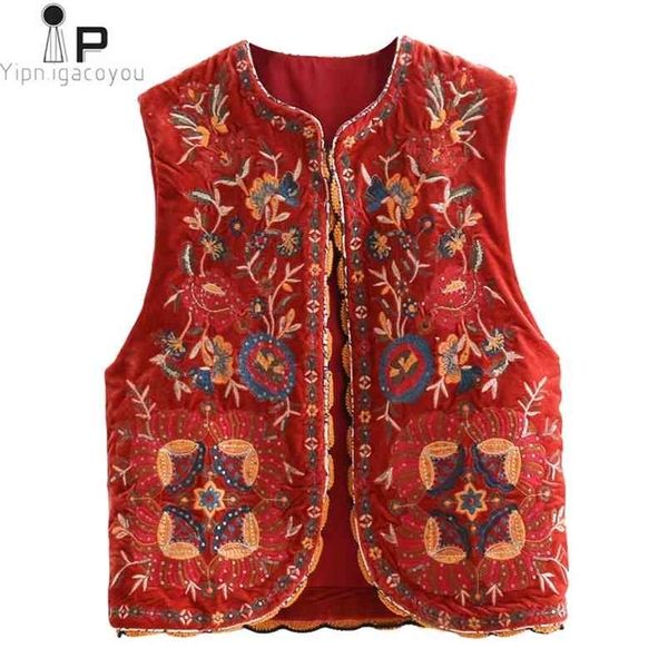

vintage autumn floral embroidery sequins velvet women vest fashion sleeveless cardigan ladies outerwear casual waistcoat 210909, Black;white