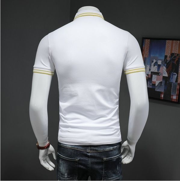 

striped high new 2021 men collar embroidered tiger head fashion polo shirts shirt hip hop skateboard cotton polos tee gl4g, White;black
