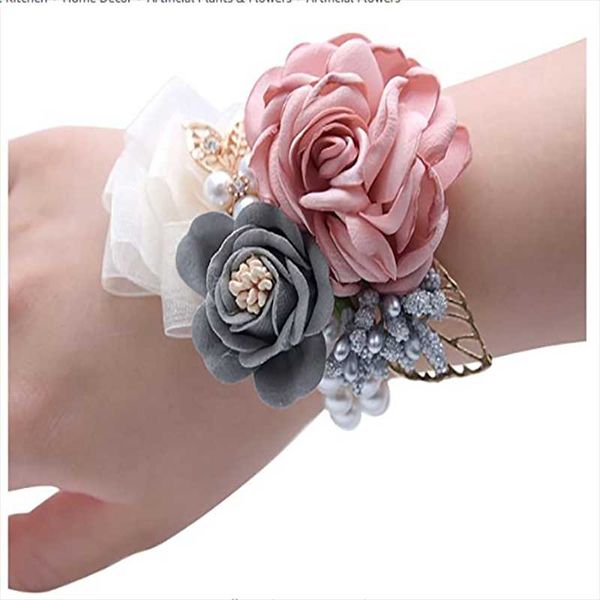 Dekorative Blumenkränze, 2er-Pack Handgelenk-Corsage, Hand-Hochzeit, Braut-Blumendekoration für Abschlussball, Party, Heimkehr