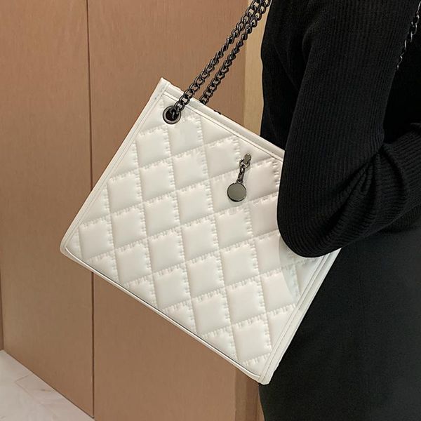 

evening bags lattice chain shoulder for women rhombus plaid handbag white tote messenger bag ladies pu leather quilted crossbody sac