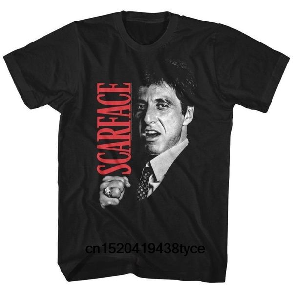 

chaopai fashion man scarface movie al pacino tony close up cotton t-shirt mens cool, White;black