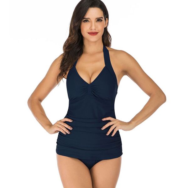 

hanging neck bikini sets solid color swimsuit female two pieces swimsuit fast dry swimwear, White;black